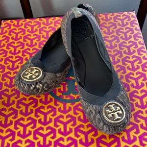 Tory Burch Signature Logo animal print flats